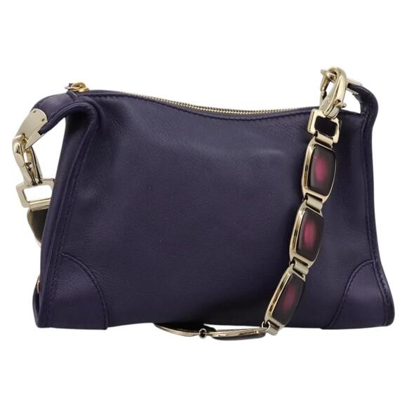 CELINE Shoulder Bag Leather Purple Gold - Picture 1 of 13
